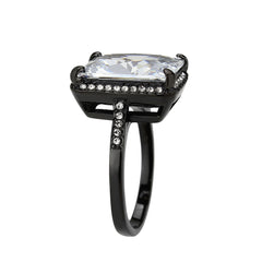 3794 - IP Black (Ion Plating) Stainless Steel Ring with CUBIC ZIRCONIA in Clear