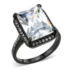 3794 - IP Black (Ion Plating) Stainless Steel Ring with CUBIC ZIRCONIA in Clear