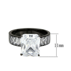 3795 - IP Black (Ion Plating) Stainless Steel Ring with CUBIC ZIRCONIA in Clear