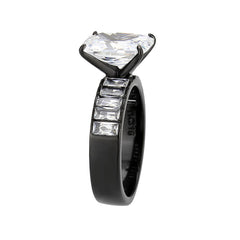 3795 - IP Black (Ion Plating) Stainless Steel Ring with CUBIC ZIRCONIA in Clear