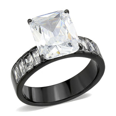 3795 - IP Black (Ion Plating) Stainless Steel Ring with CUBIC ZIRCONIA in Clear