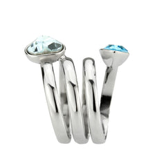 3806 - High polished (no plating) Stainless Steel Ring with CRYSTAL in SeaBlue