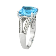 3807 - High polished (no plating) Stainless Steel Ring with Synthetic in SeaBlue