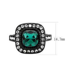 3812 - IP Black (Ion Plating) Stainless Steel Ring with Synthetic in Blue Zircon