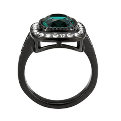 3812 - IP Black (Ion Plating) Stainless Steel Ring with Synthetic in Blue Zircon