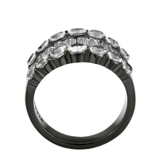 3813 - IP Black (Ion Plating) Stainless Steel Ring with CUBIC ZIRCONIA in Clear