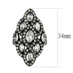 3816 - IP Black (Ion Plating) Stainless Steel Ring with CUBIC ZIRCONIA in Clear