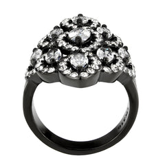 3816 - IP Black (Ion Plating) Stainless Steel Ring with CUBIC ZIRCONIA in Clear