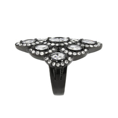 3816 - IP Black (Ion Plating) Stainless Steel Ring with CUBIC ZIRCONIA in Clear