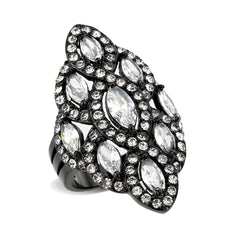 3816 - IP Black (Ion Plating) Stainless Steel Ring with CUBIC ZIRCONIA in Clear