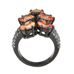 3817 - IP Black (Ion Plating) Stainless Steel Ring with CUBIC ZIRCONIA in Champagne