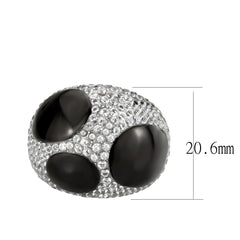 3818 - Two Tone IP Black (Ion Plating) Stainless Steel Ring with CUBIC ZIRCONIA in Clear