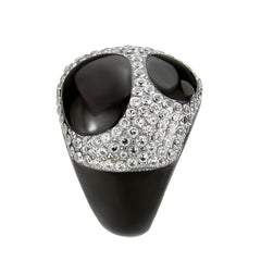 3818 - Two Tone IP Black (Ion Plating) Stainless Steel Ring with CUBIC ZIRCONIA in Clear