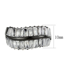 3819 - IP Black (Ion Plating) Stainless Steel Ring with CUBIC ZIRCONIA in Clear