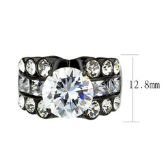 3820 - IP Black (Ion Plating) Stainless Steel Ring with CUBIC ZIRCONIA in Clear