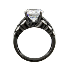 3820 - IP Black (Ion Plating) Stainless Steel Ring with CUBIC ZIRCONIA in Clear