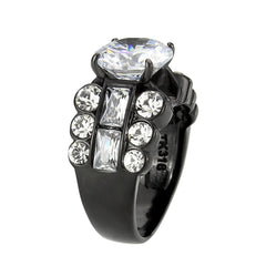 3820 - IP Black (Ion Plating) Stainless Steel Ring with CUBIC ZIRCONIA in Clear