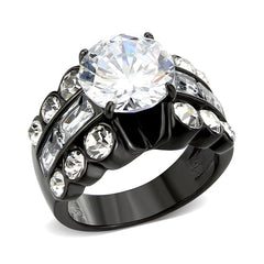 3820 - IP Black (Ion Plating) Stainless Steel Ring with CUBIC ZIRCONIA in Clear