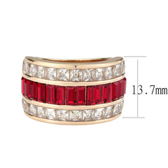 3823 - IP Rose Gold(Ion Plating) Stainless Steel Ring with CRYSTAL in Red Series