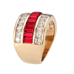 3823 - IP Rose Gold(Ion Plating) Stainless Steel Ring with CRYSTAL in Red Series