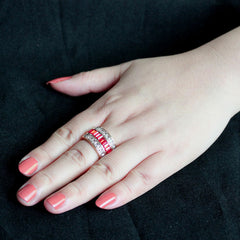 3823 - IP Rose Gold(Ion Plating) Stainless Steel Ring with CRYSTAL in Red Series