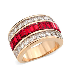 3823 - IP Rose Gold(Ion Plating) Stainless Steel Ring with CRYSTAL in Red Series