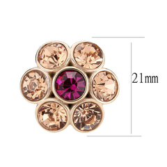 3824 - IP Rose Gold(Ion Plating) Stainless Steel Ring with CRYSTAL in MultiColor