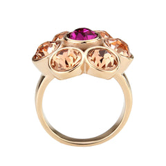 3824 - IP Rose Gold(Ion Plating) Stainless Steel Ring with CRYSTAL in MultiColor