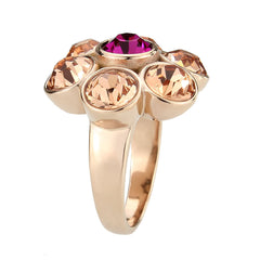 3824 - IP Rose Gold(Ion Plating) Stainless Steel Ring with CRYSTAL in MultiColor