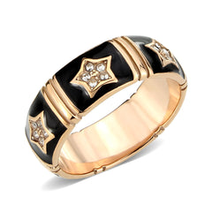 3826 - IP Rose Gold(Ion Plating) Stainless Steel Ring with CRYSTAL in Clear