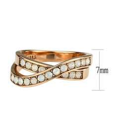 3828 - IP Rose Gold(Ion Plating) Stainless Steel Ring with CRYSTAL in Fireopal