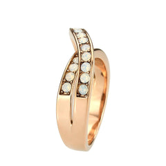 3828 - IP Rose Gold(Ion Plating) Stainless Steel Ring with CRYSTAL in Fireopal