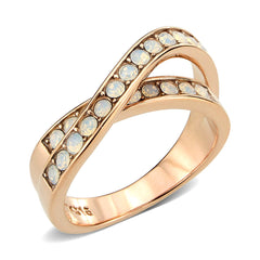 3828 - IP Rose Gold(Ion Plating) Stainless Steel Ring with CRYSTAL in Fireopal