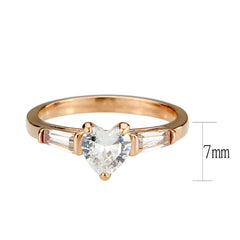 3829 - IP Rose Gold(Ion Plating) Stainless Steel Ring with CUBIC ZIRCONIA in Clear