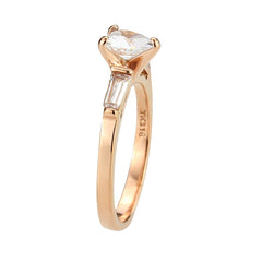 3829 - IP Rose Gold(Ion Plating) Stainless Steel Ring with CUBIC ZIRCONIA in Clear