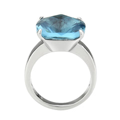 3830 - High polished (no plating) Stainless Steel Ring with Synthetic in SeaBlue