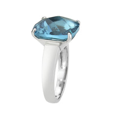 3830 - High polished (no plating) Stainless Steel Ring with Synthetic in SeaBlue