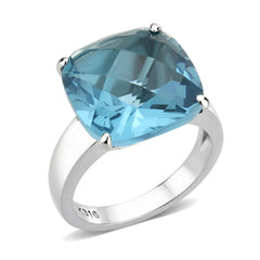 3830 - High polished (no plating) Stainless Steel Ring with Synthetic in SeaBlue