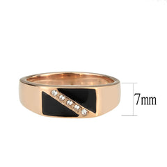 3831 - IP Rose Gold(Ion Plating) Stainless Steel Ring with CRYSTAL in Clear