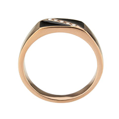 3831 - IP Rose Gold(Ion Plating) Stainless Steel Ring with CRYSTAL in Clear