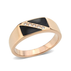 3831 - IP Rose Gold(Ion Plating) Stainless Steel Ring with CRYSTAL in Clear