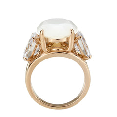 3788 - IP Rose Gold(Ion Plating) Stainless Steel Ring with Synthetic in Fireopal