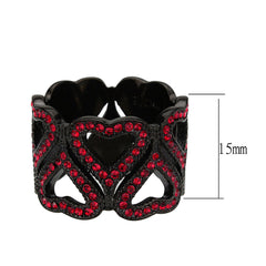 3790 - IP Black (Ion Plating) Stainless Steel Ring with CRYSTAL in Red Series