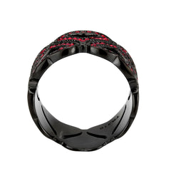 3790 - IP Black (Ion Plating) Stainless Steel Ring with CRYSTAL in Red Series