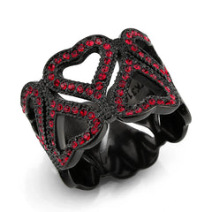 3790 - IP Black (Ion Plating) Stainless Steel Ring with CRYSTAL in Red Series