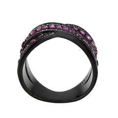 3791 - IP Black (Ion Plating) Stainless Steel Ring with CRYSTAL in Amethyst