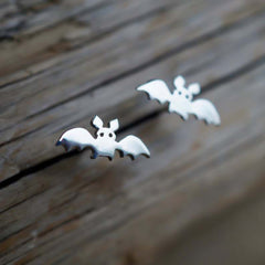 Stainless Steel Halloween Bat Stud Earrings